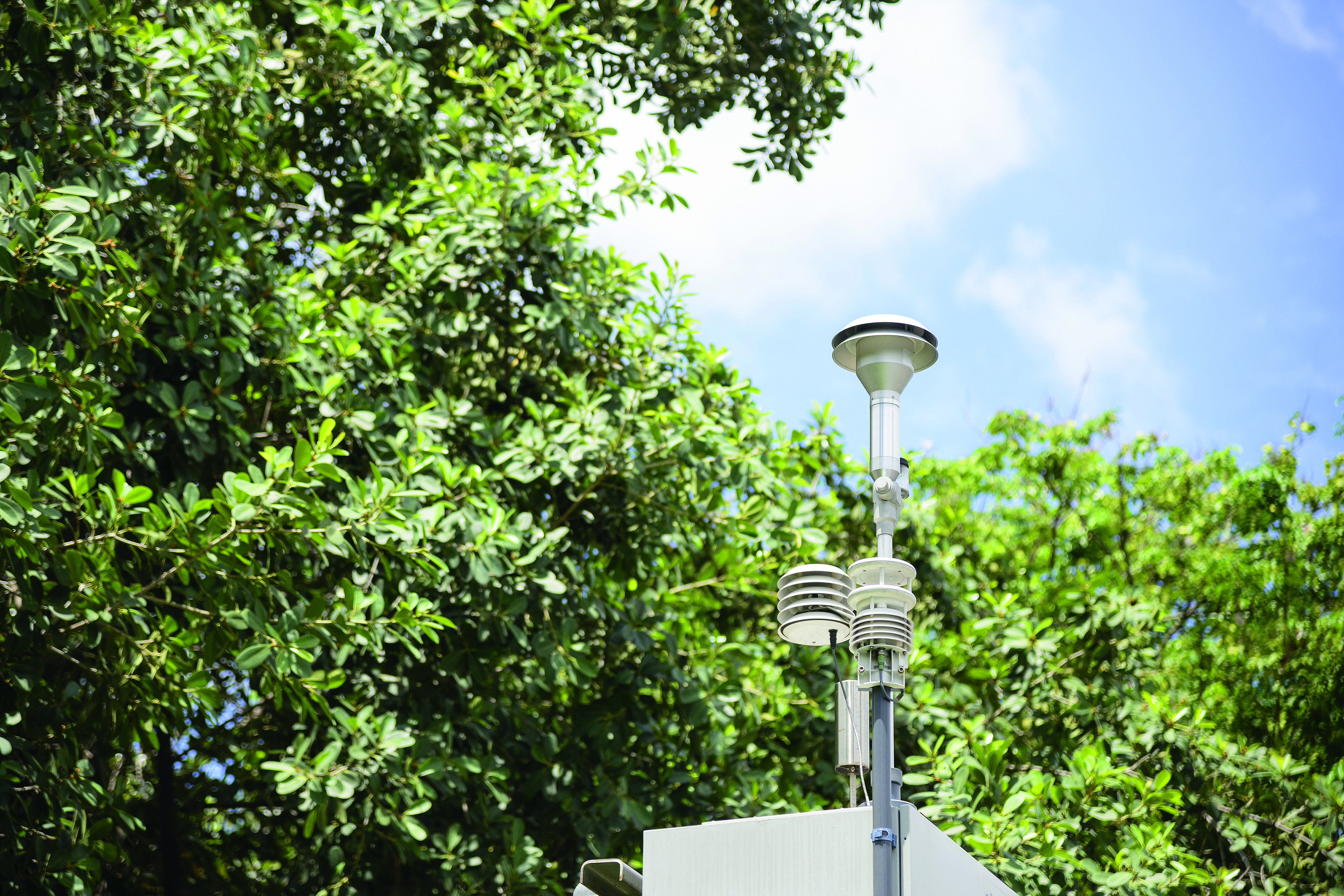 The pollution detector station in the park.