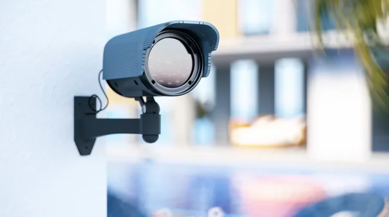 une caméra de vidéosurveillance contre un mur